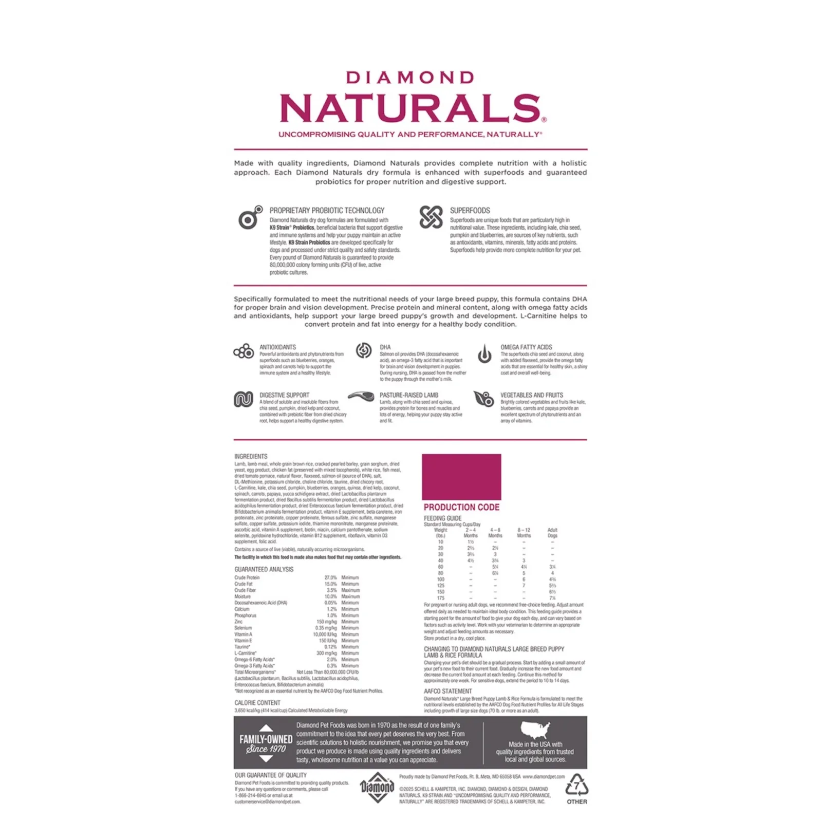 Diamond Naturals Large Breed Puppy Lamb & Rice Dry Dog Food Formula - Image 2