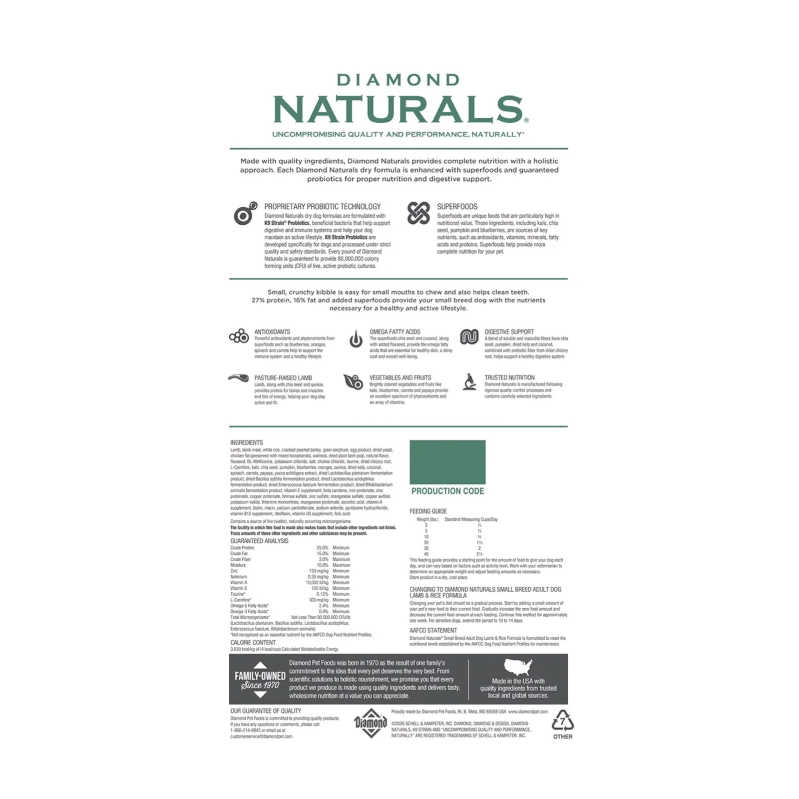 Diamond Naturals Small Breed Lamb & Rice Formula Adult Dry Dog Food - Image 2
