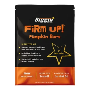 Diggin Your Dog Dog & Cat Firm Up! Pumpkin Bars Digestive Aid, 2.1 oz each, Case of 6