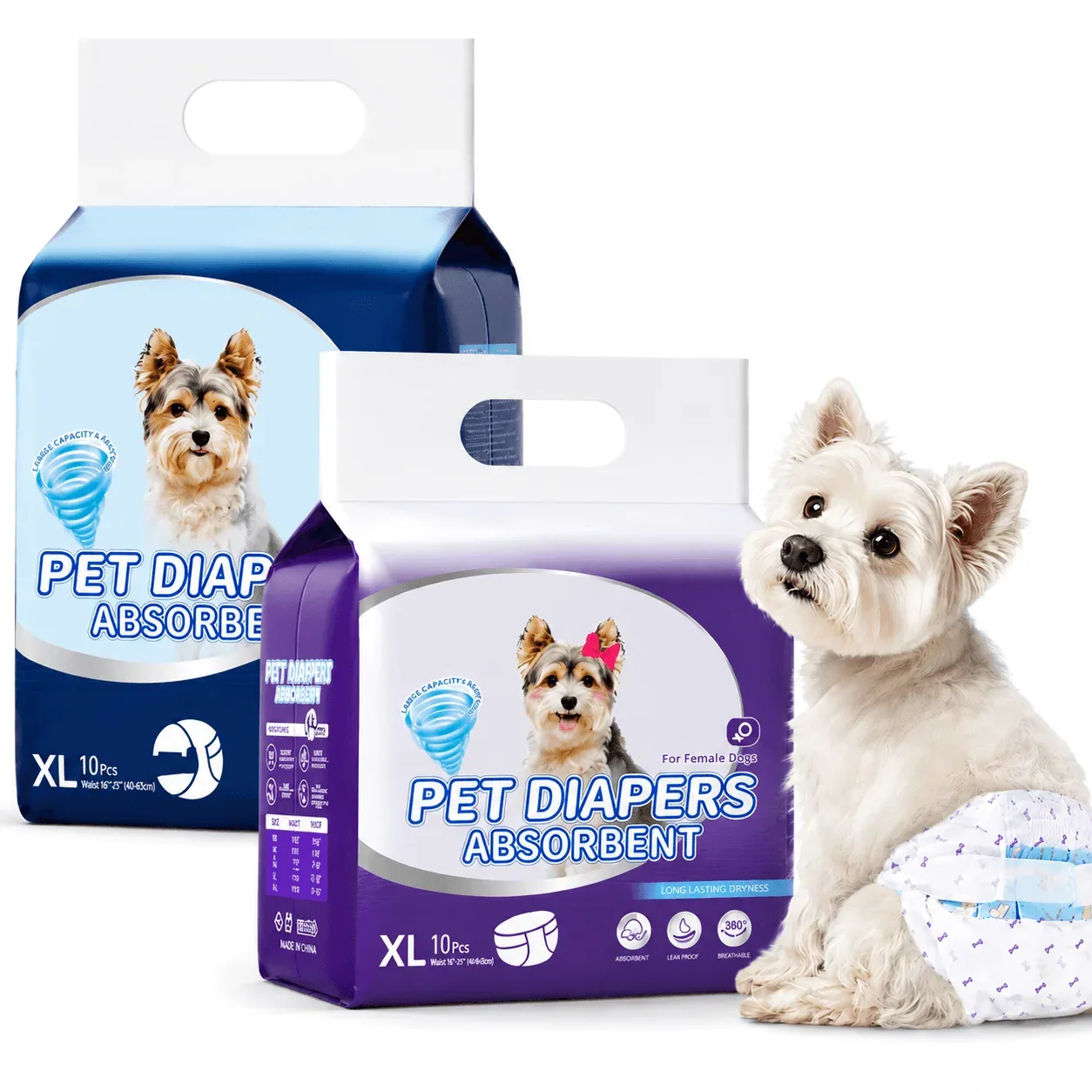 Disposable Dog Diapers for Male & Female Dogs – 10 Pack