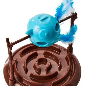 Doc & Phoebe Twirly Bird Cat Treat Dispenser Brown/Blue 5.25in