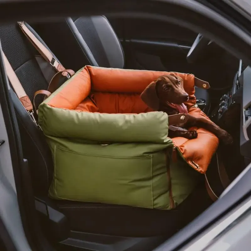 Dog Car Seat Bed – Faux Leather Booster Seat for Safe Travel - Image 2