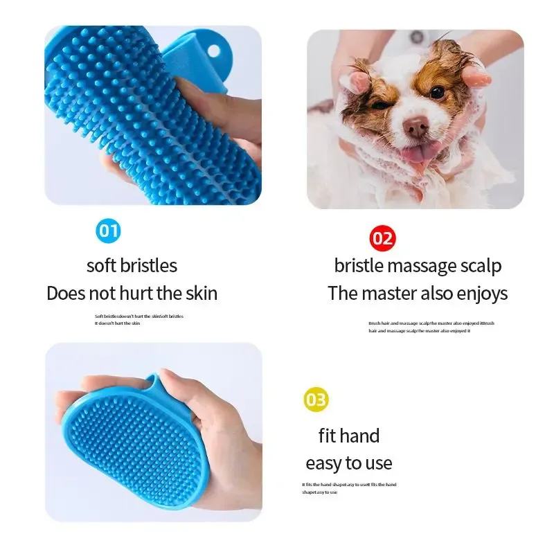 Dog & Cat Bath Brush – Soft Rubber Grooming Comb - Image 2