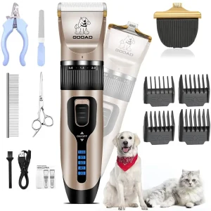 Dog Grooming Clippers Kit — Cordless Rechargeable Pet Hair Trimmer by Gooad