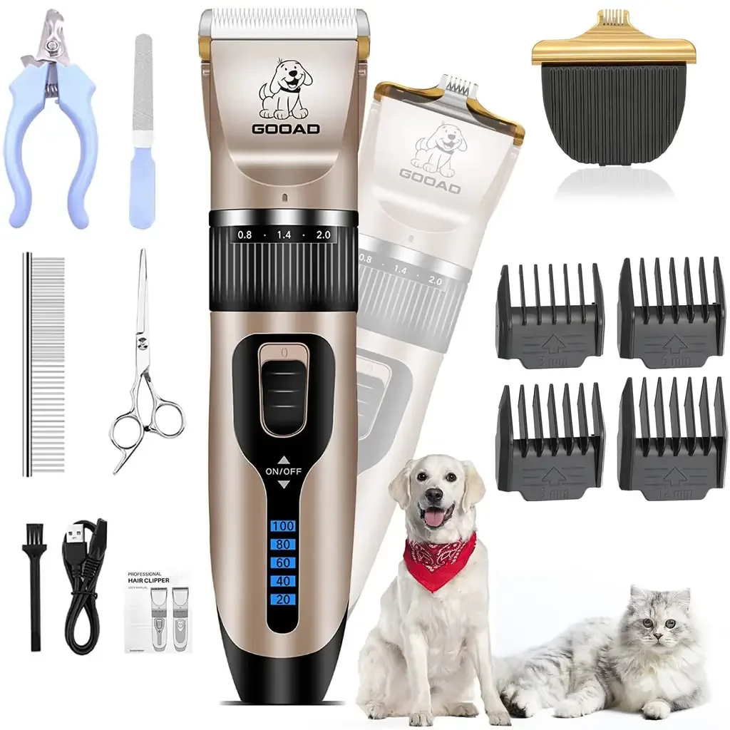 Dog Grooming Clippers Kit — Cordless Rechargeable Pet Hair Trimmer by Gooad