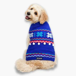 Dogobow Aztec Sweater for Dogs and Cats (Blue) (Get a Bow Free)