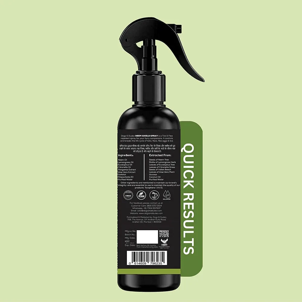 DOGZ & DUDEZ Natural Neem Shield Tick & Flea Repellent Spray for Dogs and Cats - Image 2