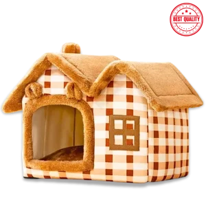 Double-Roof Pet House – Washable Tent Bed for Dogs & Cats