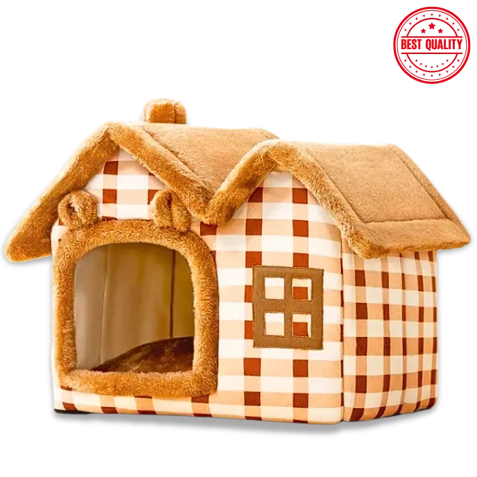 Double-Roof Pet House – Washable Tent Bed for Dogs & Cats
