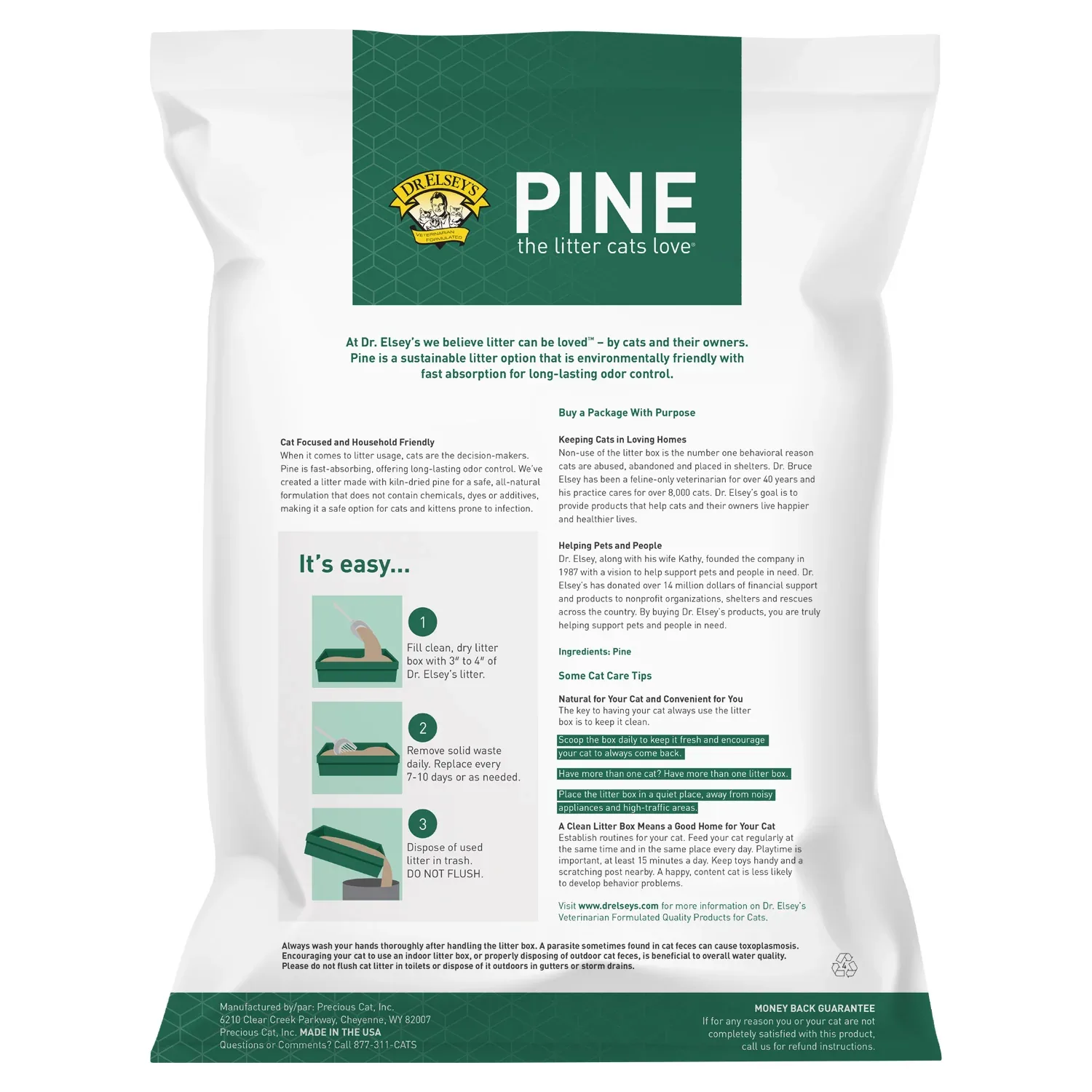 Dr. Elsey's Pine All-Natural Kiln-Dried Cat Litter 40-lb. Bag - Image 2