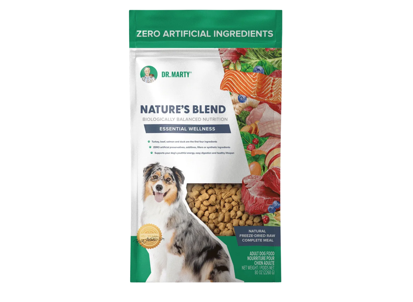 Dr. Marty Nature's Blend Essential Wellness Freeze Dried Dog Food, 80 oz.