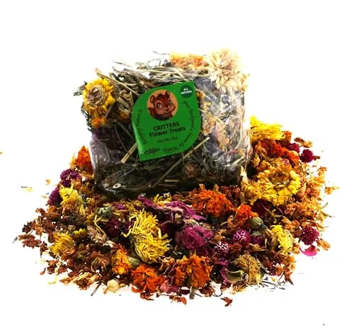 Dried Flower Treats for Small Animals, Assorted Colors, 36 oz Total, Pack of 6 Bags Eack 6 oz
