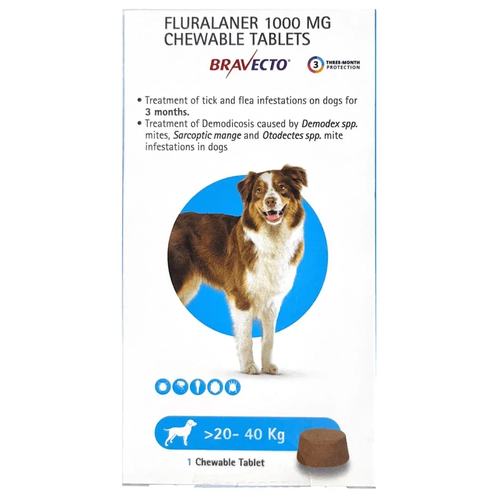 Drontal Plus Tasty Deworming Tablet (pack of 6 tablets) and MSD Animal Health Bravecto (20-40kg) Combo - Image 2