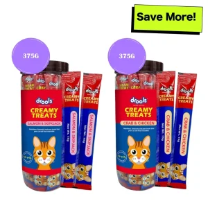 Drools Salmon & Skipjack and Crab & Chicken Creamy Cat Treats Combo