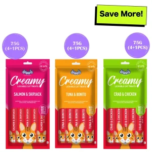 Drools Tuna & Bunito , Salmon & Skipjack and Crab & Chicken Creamy Cat Treats Combo