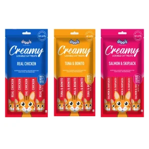 Drools Tuna & Bunito , Salmon & Skipjack and Real Chicken Creamy Cat Treats Combo