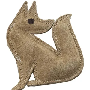 Dura-Fused Leather Dog Toy Fox, Brown Small