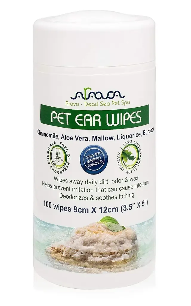 Ear Cleaner Wipes by Arava for Dogs Cats Puppies & Kittens 100