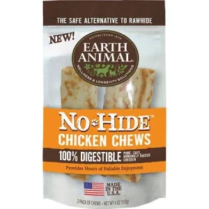 Earth Animal Dog No Hide Chicken 4in 2pk {L-x}