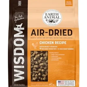 Earth Animal Wisdom Air Dried Dog Food | Chicken Recipe Premium Natural Dog Food | All Breeds & Ages | Made in The USA | 2 Pound Bag