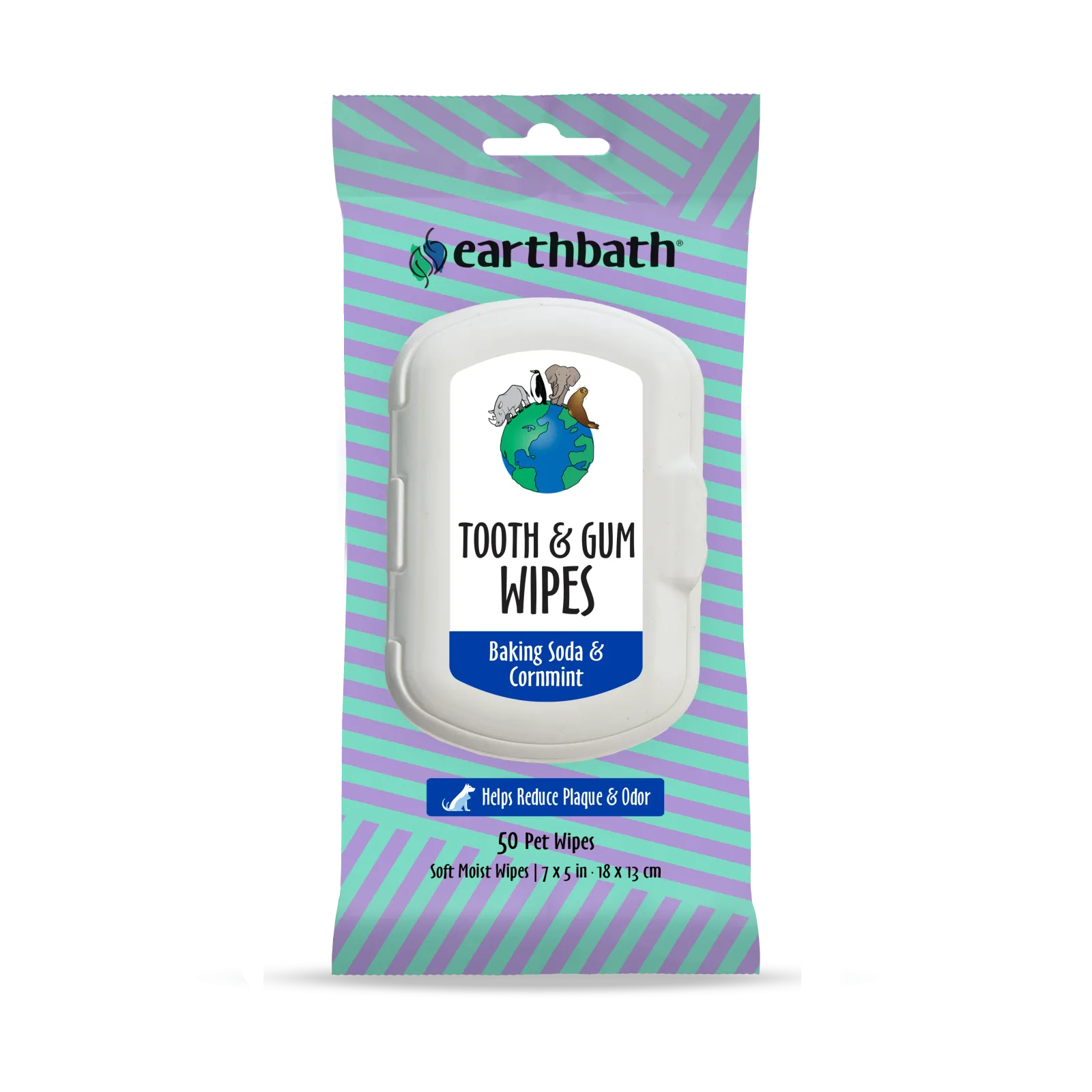 Earthbath Tooth and Gum Wipes Baking Soda & Cornmint 6ea/50 ct