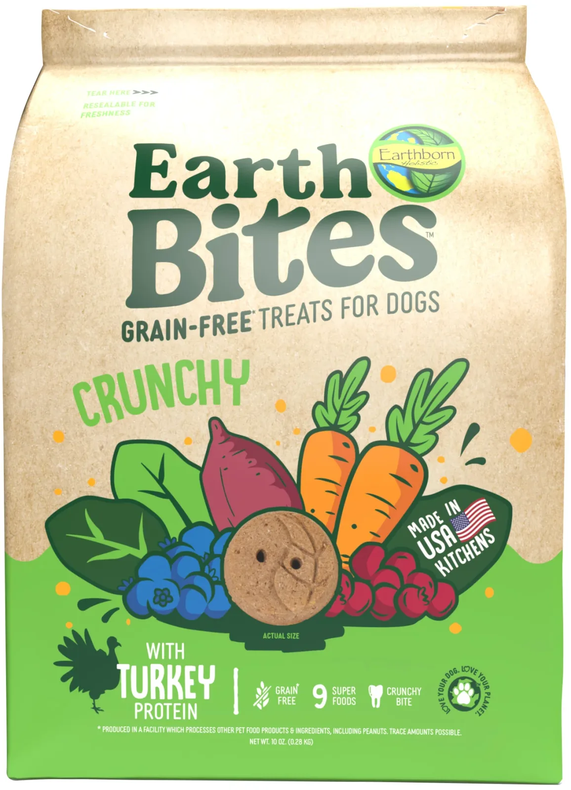 Earthborn Holistic EarthBites Crunchy Dog Treats Turkey & Pumpkin 10 oz