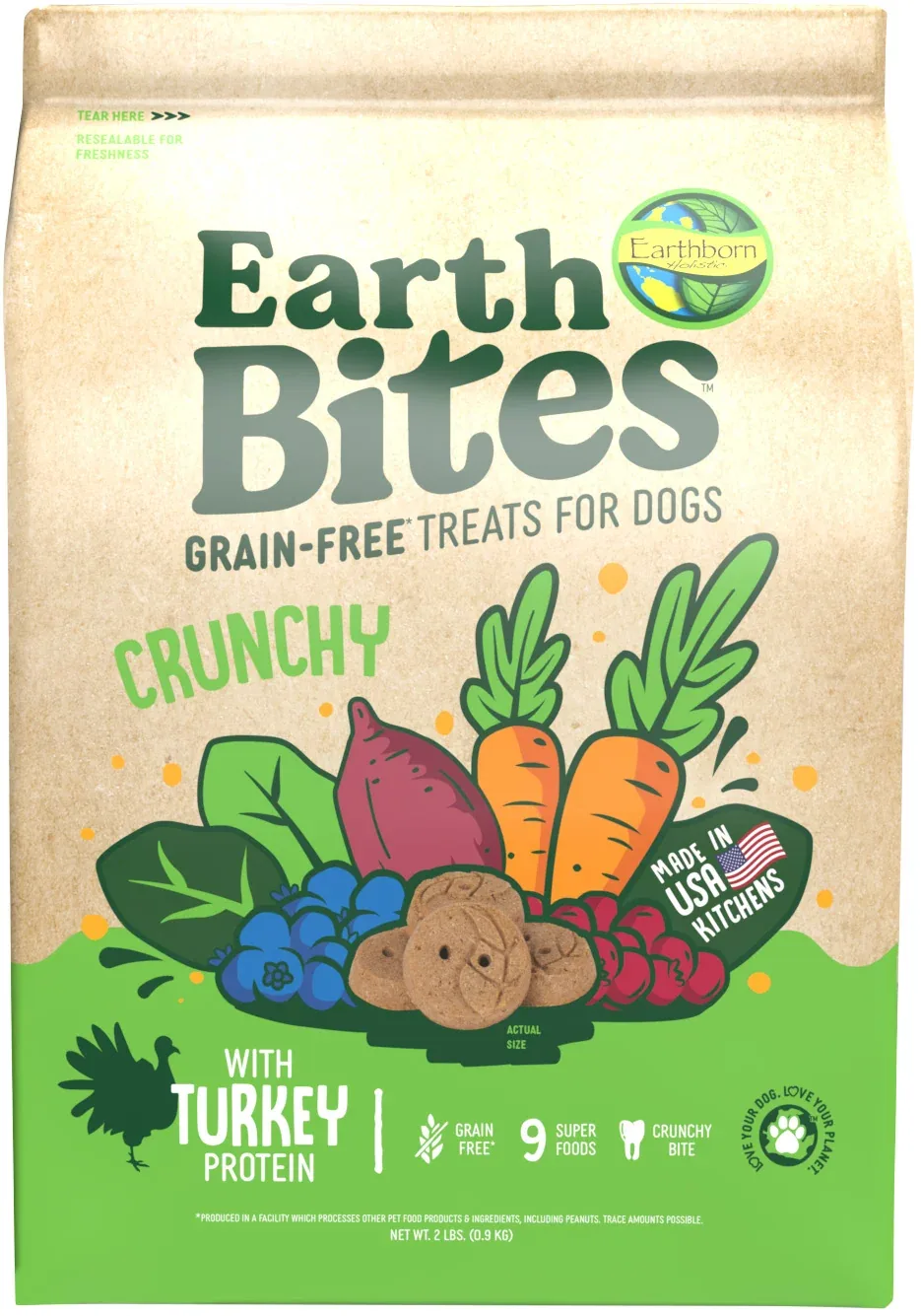 Earthborn Holistic EarthBites Crunchy Dog Treats Turkey & Pumpkin 2 lb