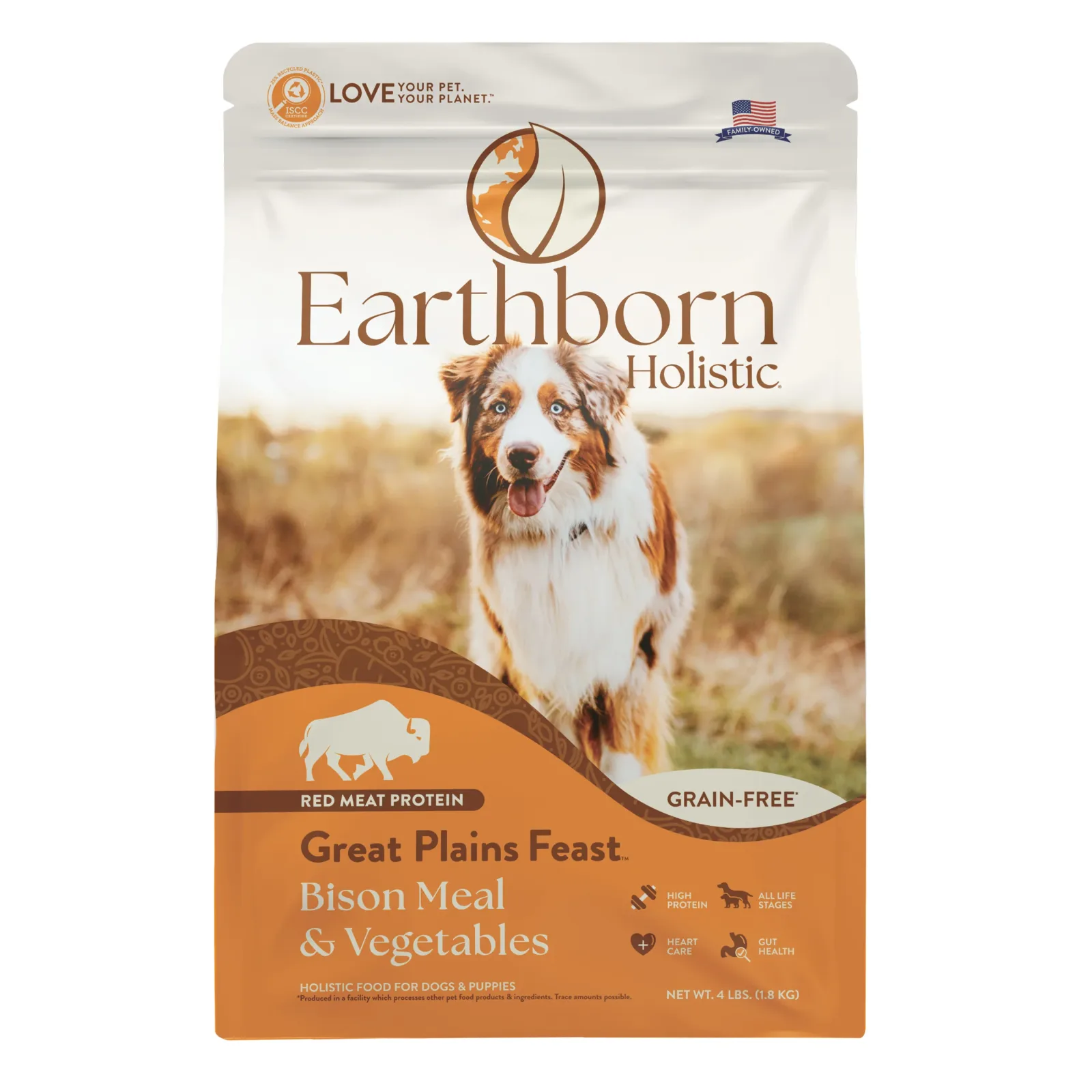 Earthborn Holistic Great Plains Feast Grain-Free Dry Dog Food Bison Meal & Vegetables 4 lb
