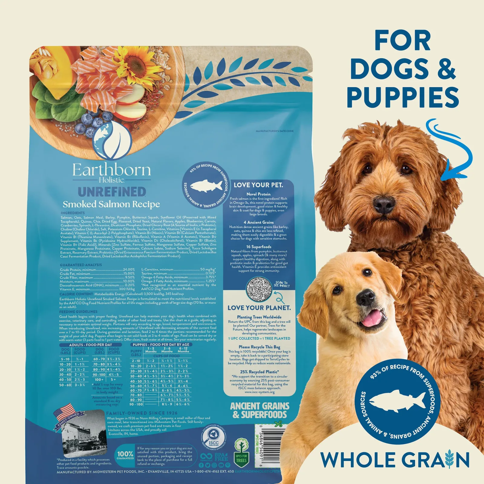 Earthborn Holistic Unrefined Smoked Salmon with Ancient Grains & Superfoods Dry Dog Food 4 lb - Image 2