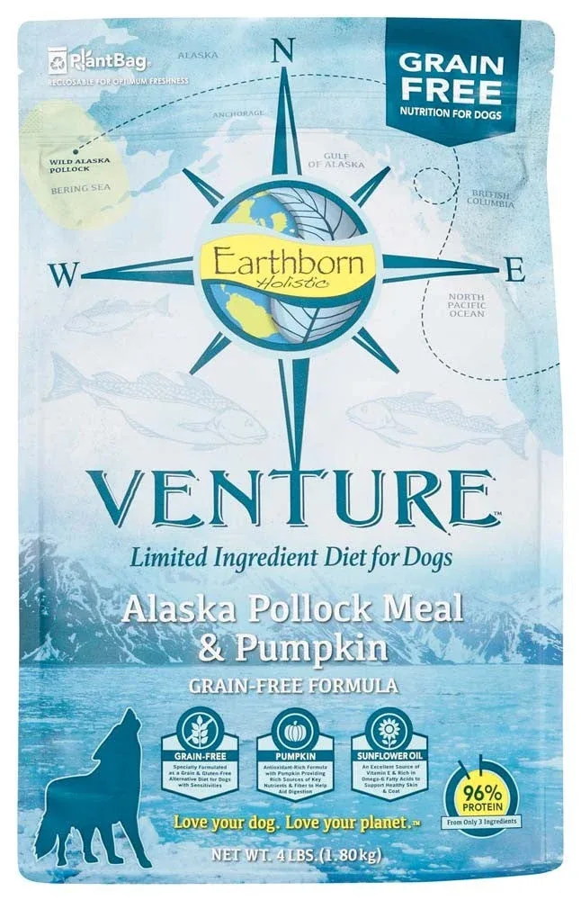 Earthborn Holistic Venture LargeI.D. Grain-Free Dry Dog Food Pollock & Pumpkin 4 lb
