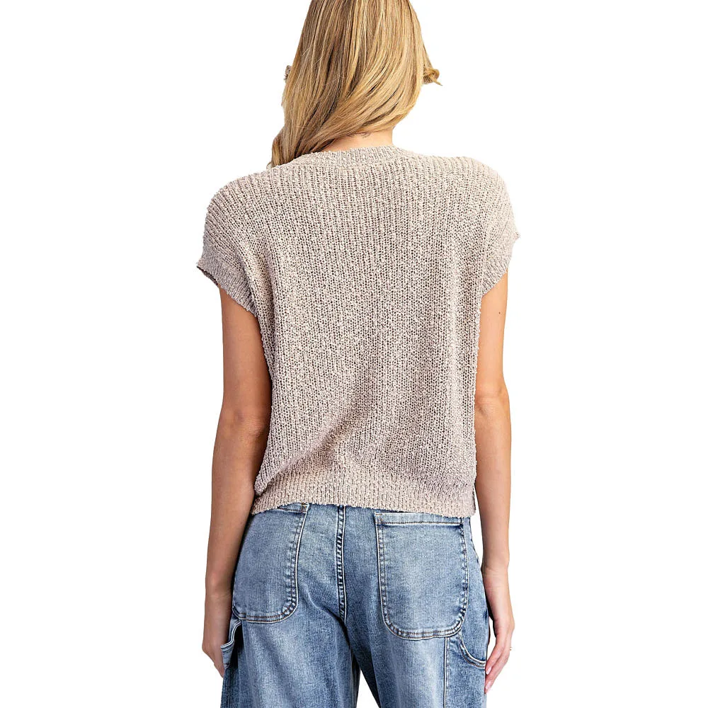 Ee Some Women's Cookie Dough Cap Sleeve Knit Top - Image 2