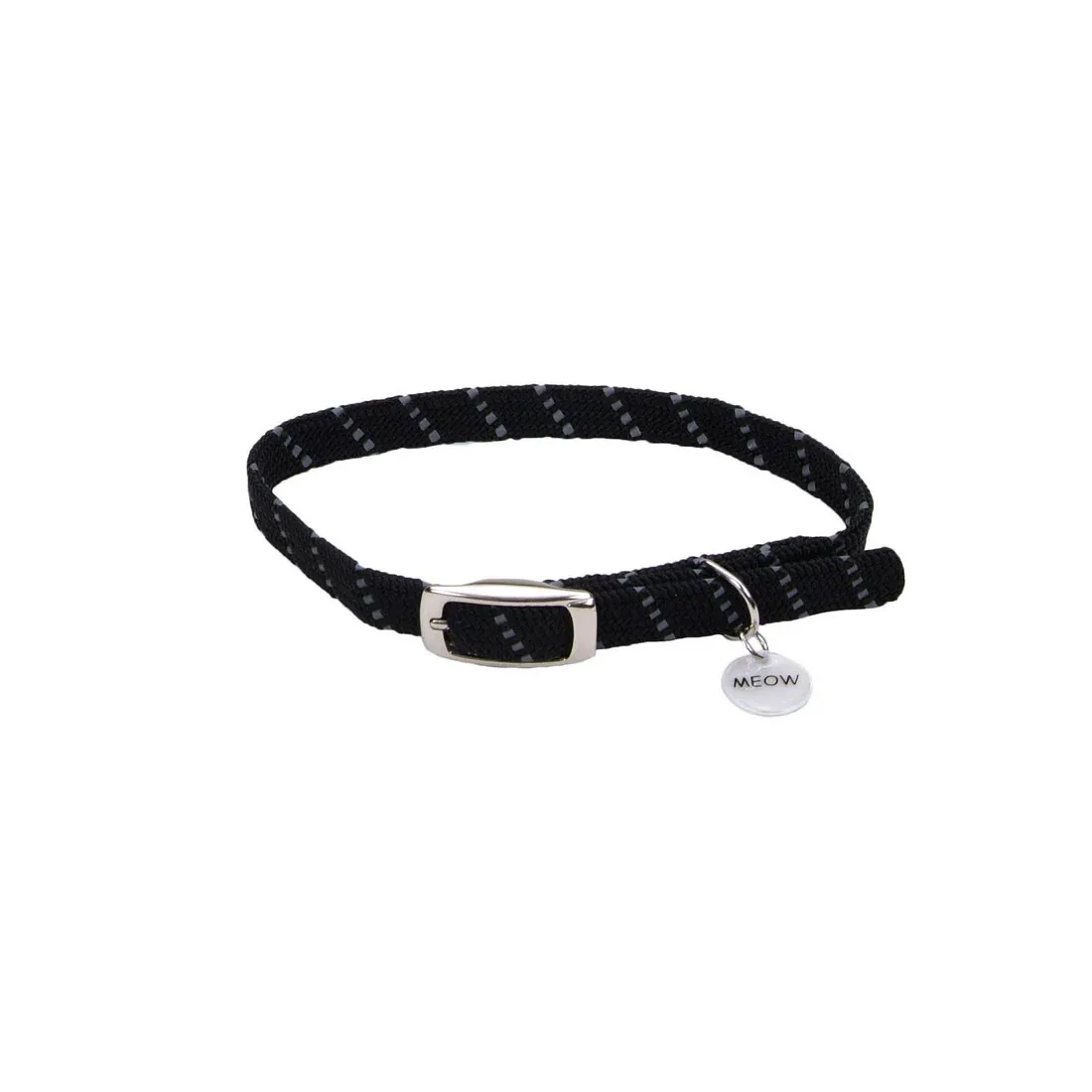 ElastaCat® Reflective Safety Stretch Collar with Reflective Charm, Black, 3/8" x 10"