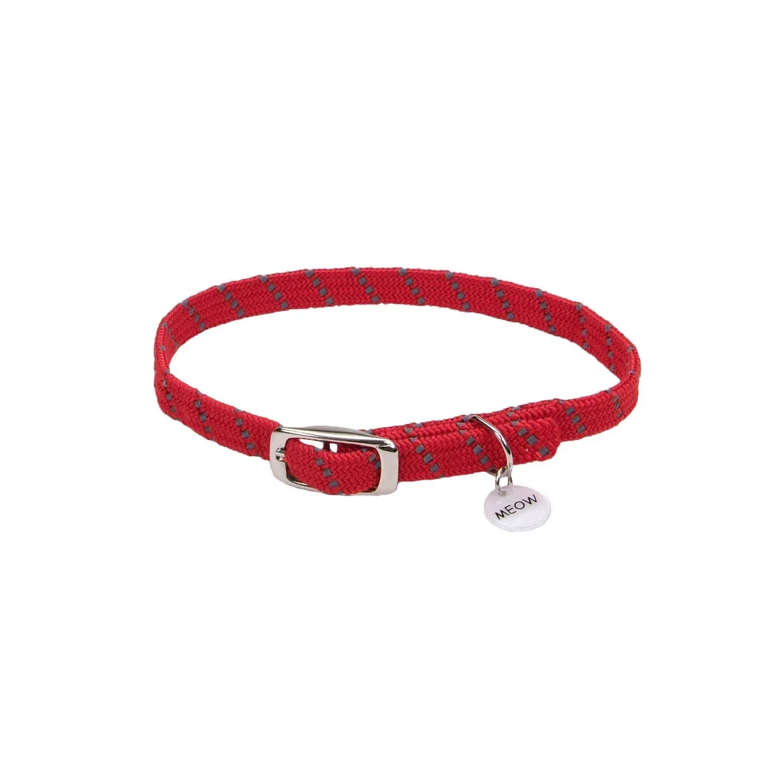 ElastaCat® Reflective Safety Stretch Collar with Reflective Charm, Red, 3/8" x 10"