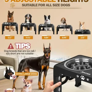 Elevated Dog Bowl Slow – Anti Bloat & Adjustable Dog Feeder