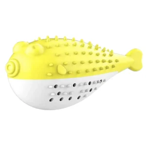 Emily Pets Puffer Fish Shaped with Catnip Toy for Cats (Yellow)