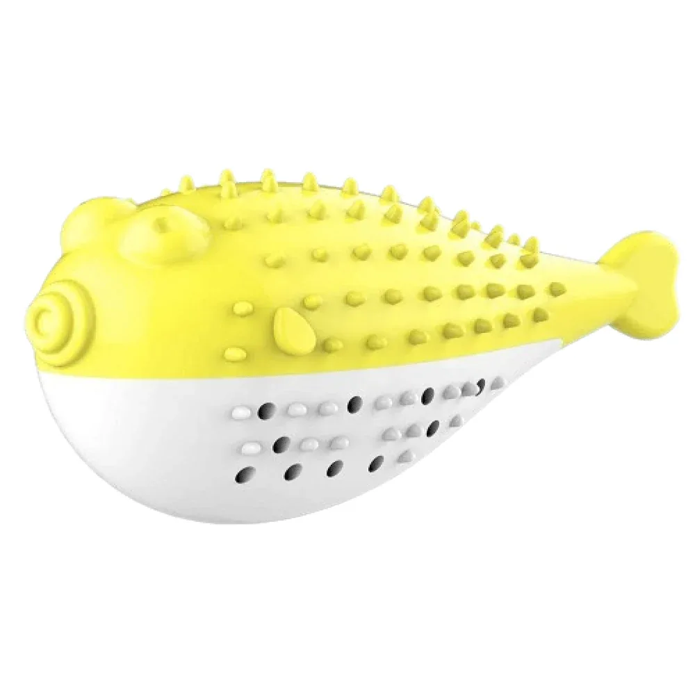 Emily Pets Puffer Fish Shaped with Catnip Toy for Cats (Yellow)