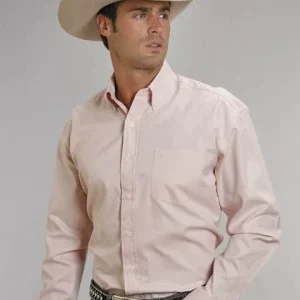 End On End Pocket Long Sleeve Button Shirt 2X Pink