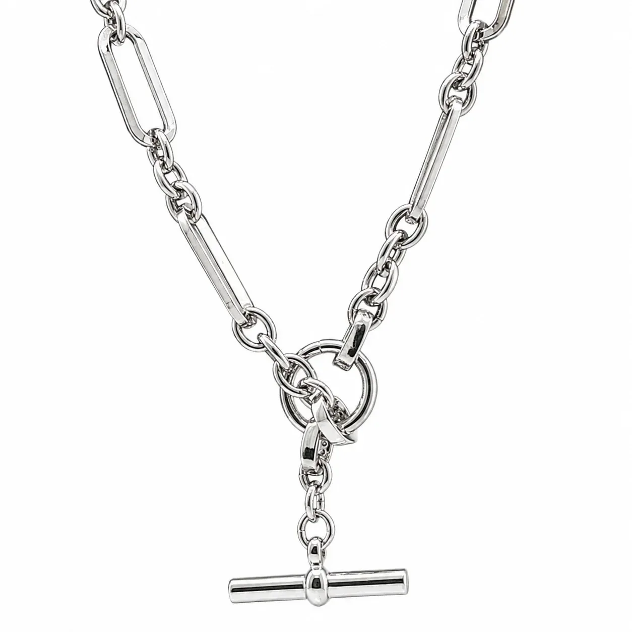Equestrian Jewelry Brass Paper Clip Toggle Necklace