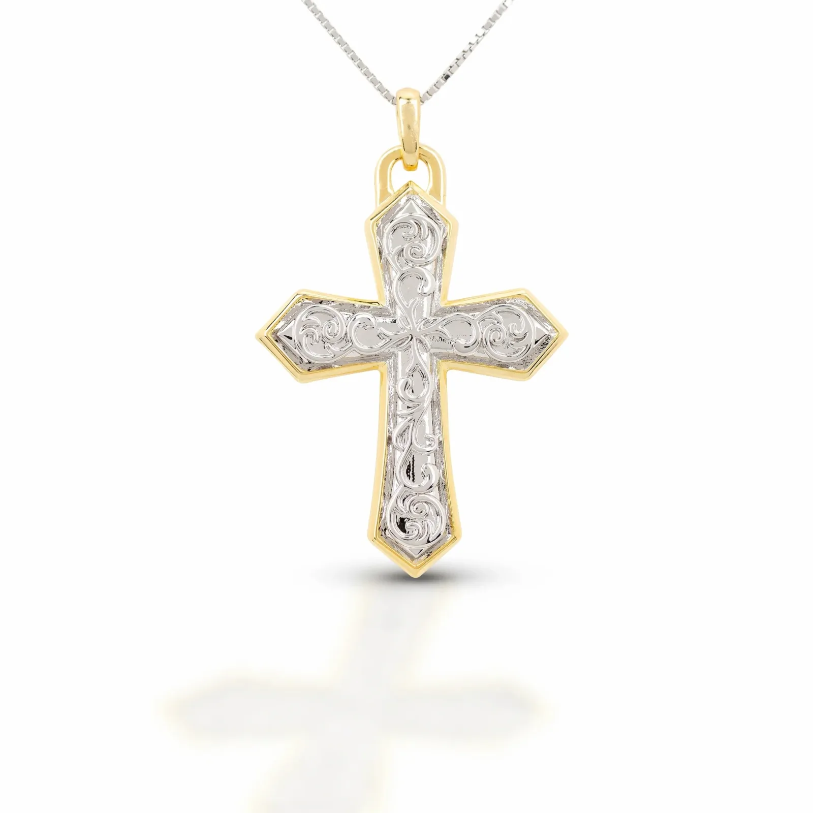 Equestrian Jewelry Gold Rimmed Cross Pendant Necklace