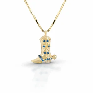Equestrian Jewelry Small Gold Boot Pendant Necklace