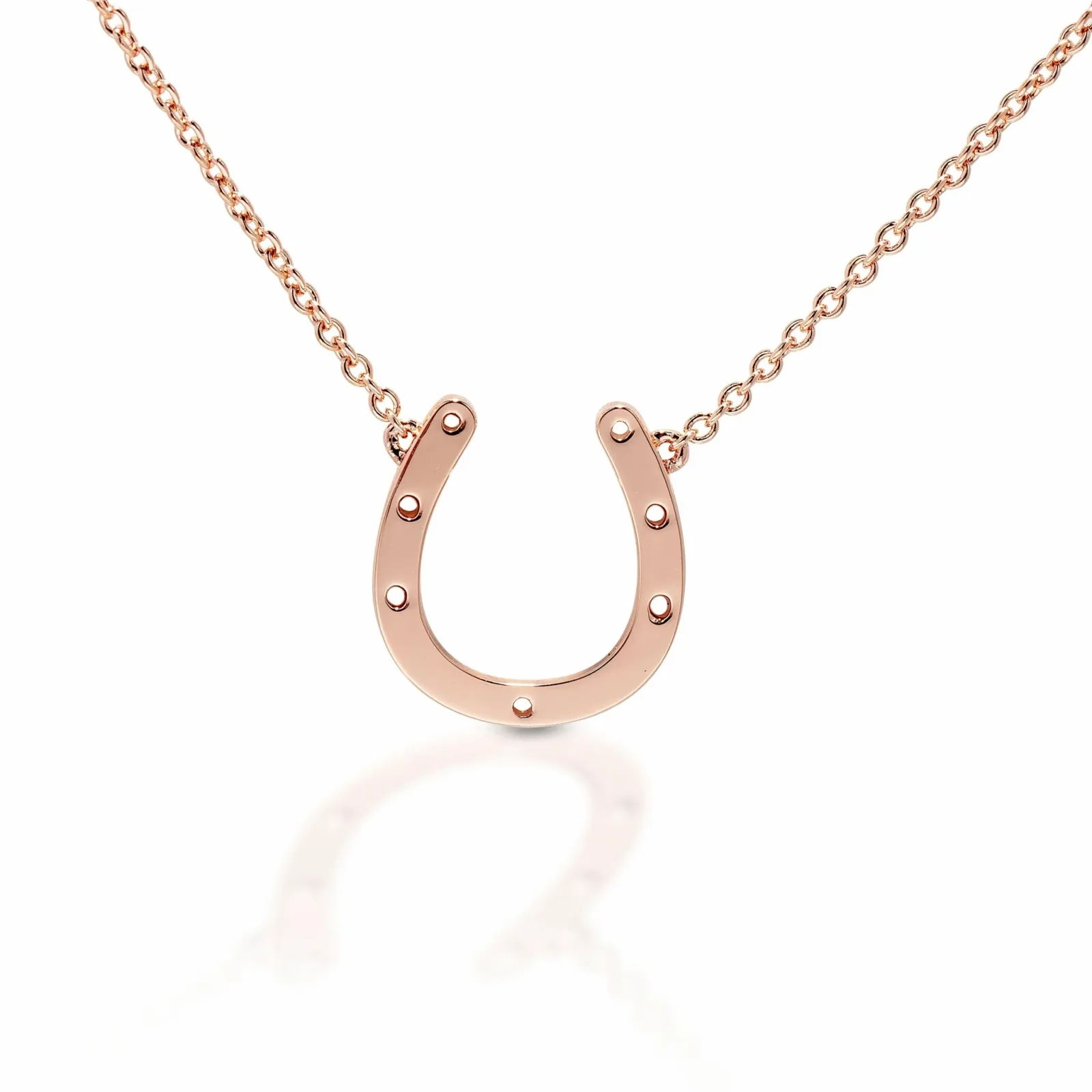 Equestrian Jewelry Small Horseshoe Necklace in Rose Gold