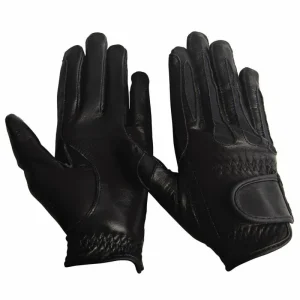 Equine Couture Girls Leather Summer Gloves Sm Blk