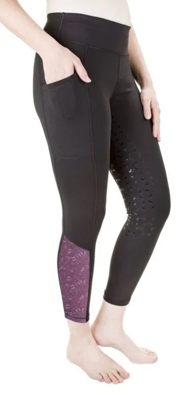 Equine Couture Ladies Smyrna Tights Small Black/Wi - Image 2
