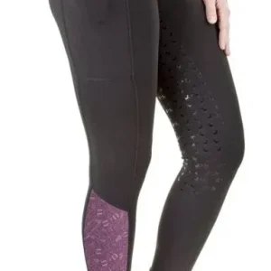 Equine Couture Ladies Smyrna Tights Small Black/Wi