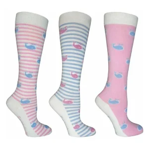 Equine Couture Ladies Whales Bamboo Socks 3 Pack