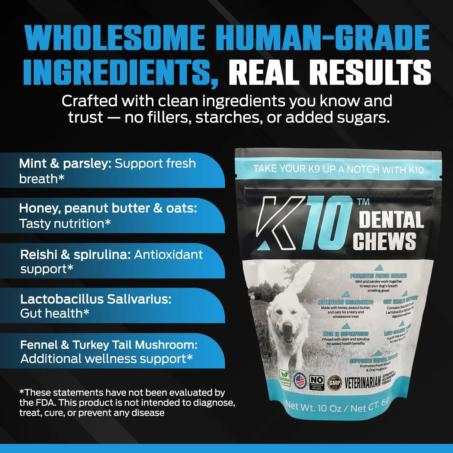 Equinety K10 Fresh Breath Dental Chew 60ct - Image 2
