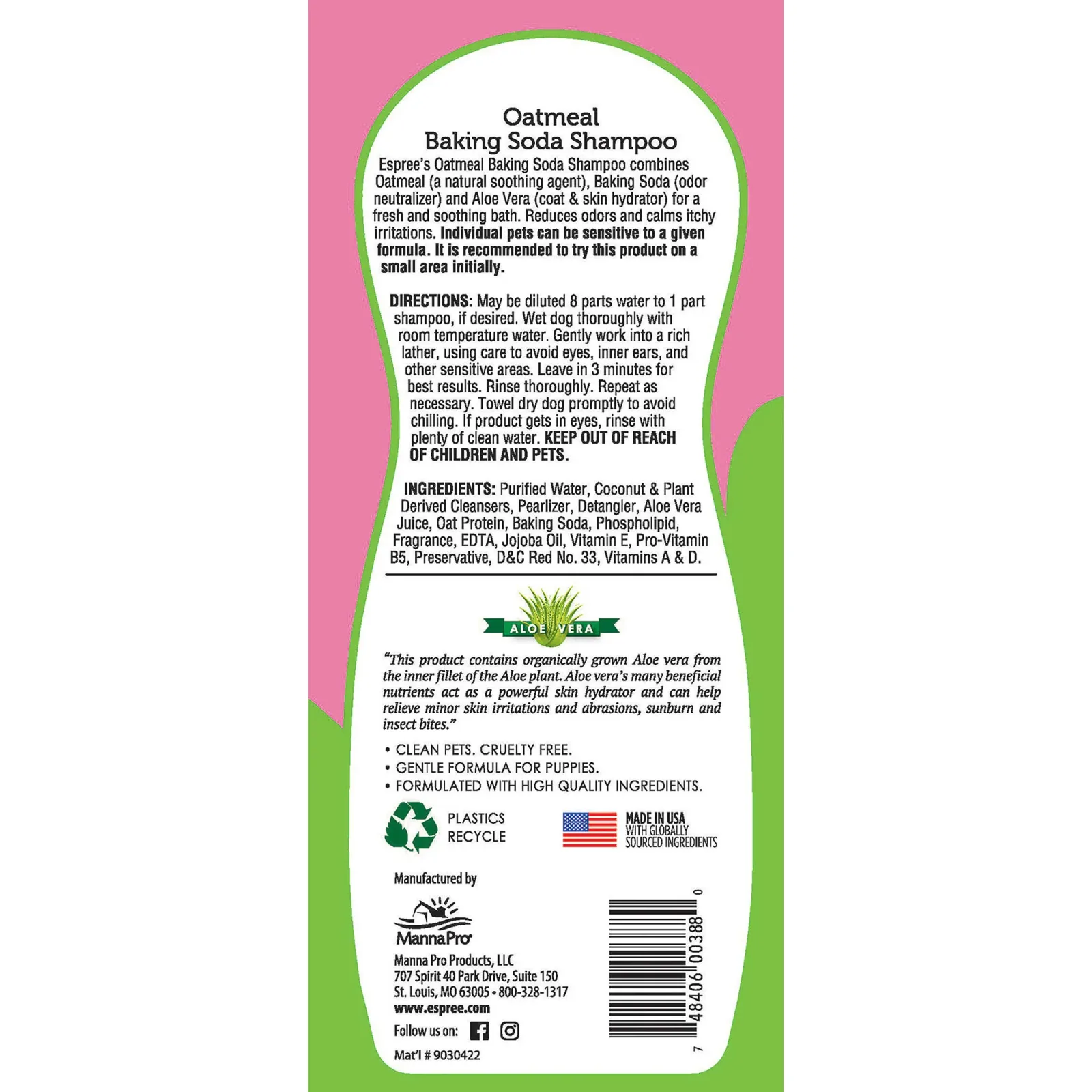 Espree Oatmeal Baking Soda Shampoo For Dogs & Cats 20 Ounce - Image 2