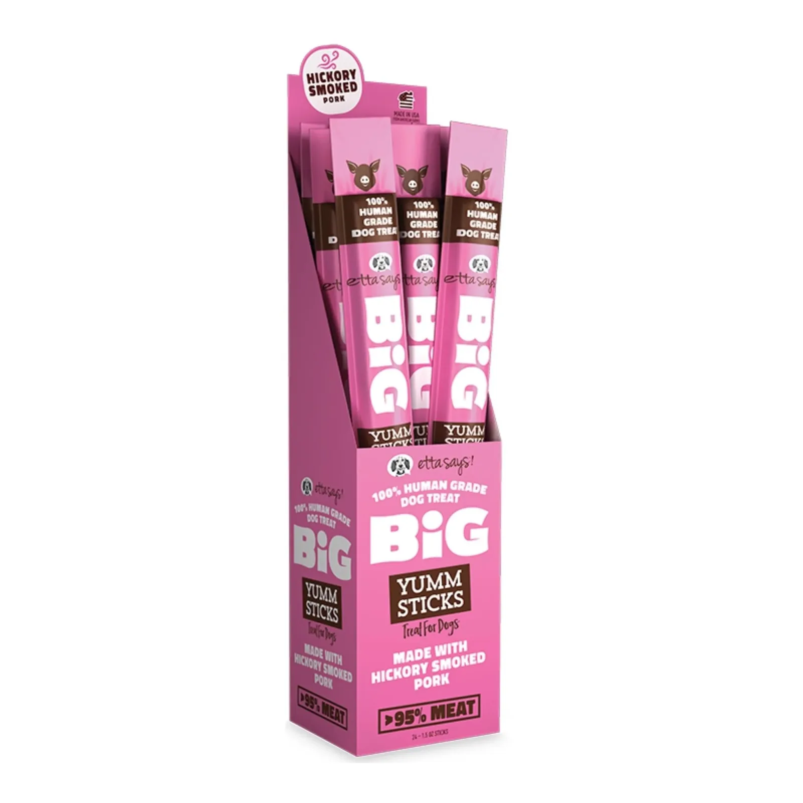 Etta Says Dog Grain-Free Yum Stick Big Pork 24 ct