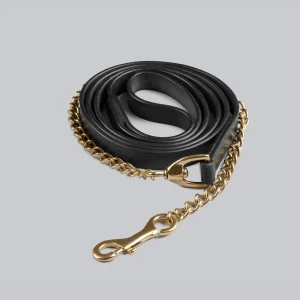 European Leather Lead Chain Black
