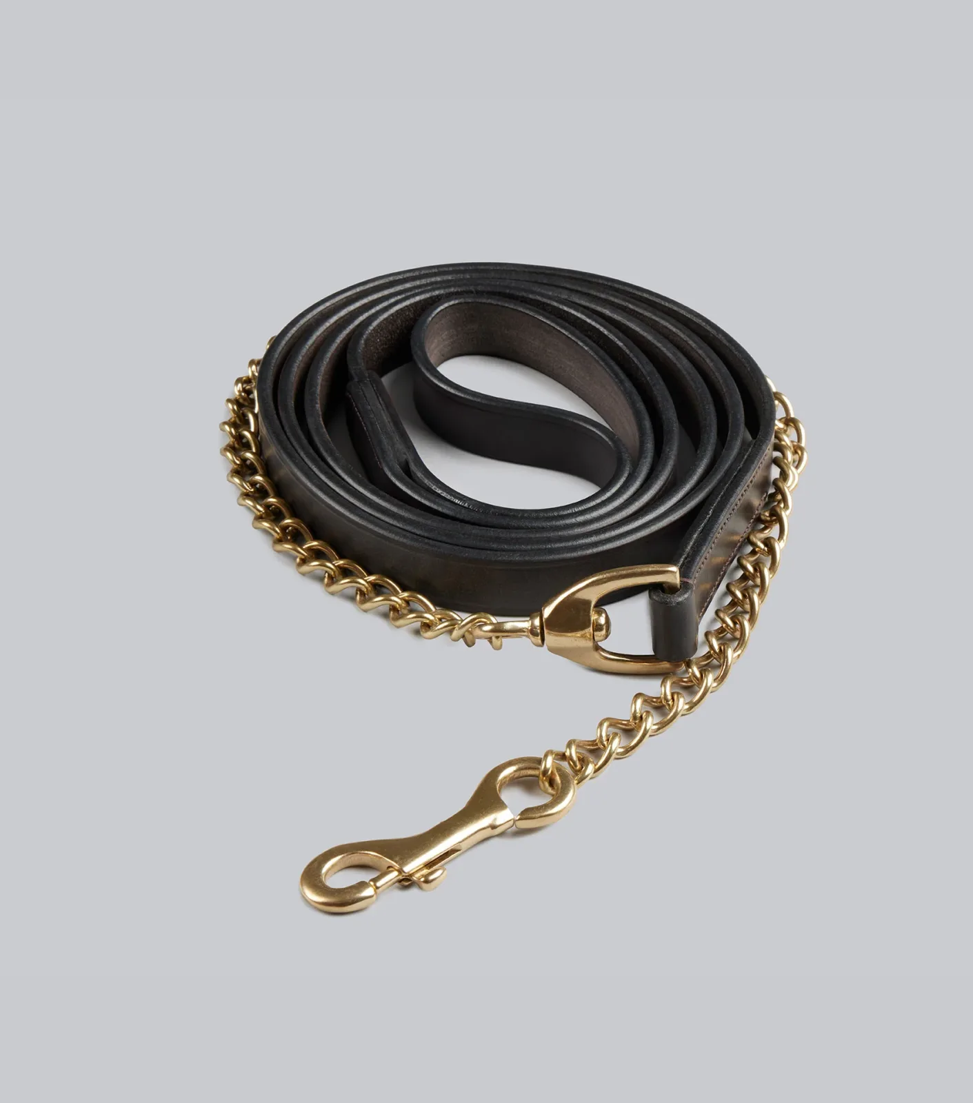 European Leather Lead Chain Dark Havana
